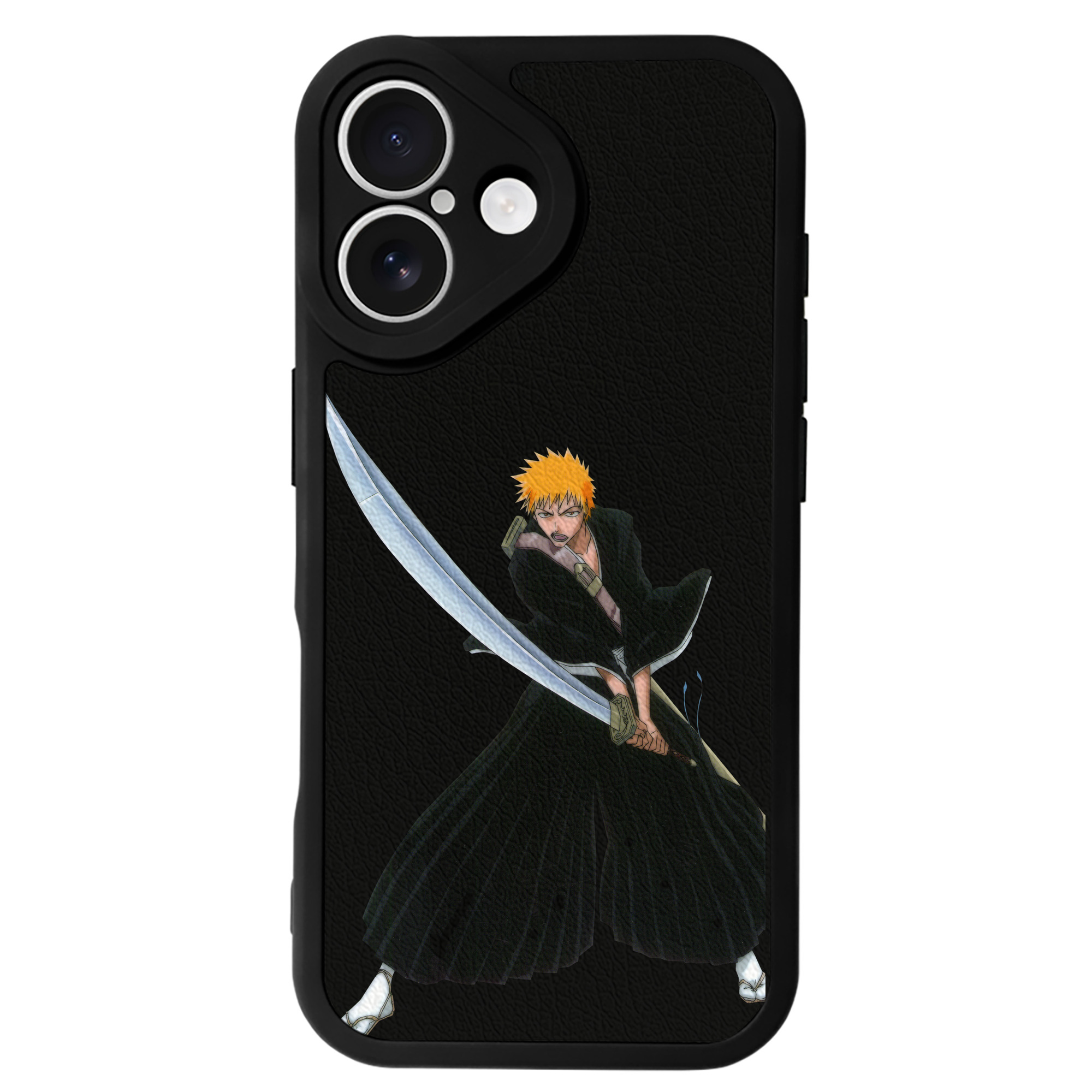 （画像用） ブリーチ 黒崎一護（くろさき いちご）BLEACH Kurosaki Ichigo 【iPhone 16シリーズ対応】シリコンスマホケース（レザー調） 材質：シリコン